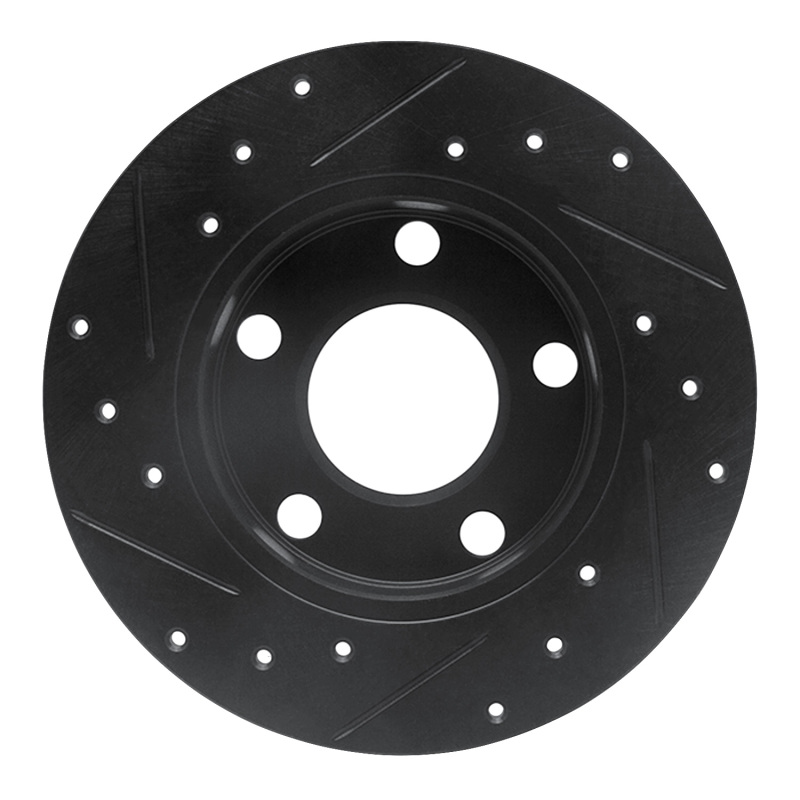 Audi 5000S Quattro Brake Rotor (1) - Rear Right - R1 Concepts - Drilled & Slotted - Black - `85-`00